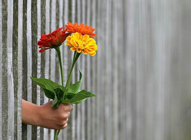 ruka s květinami